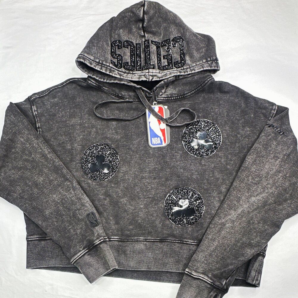 Pro Standard Boston Celtics NBA Gray/Black Hoodie Sweatshirt Womens L Licensed